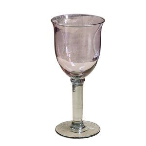 Hand blown Pink Iridescent Wine Glass With Clear Stem - Elegant Design - 8-Inch